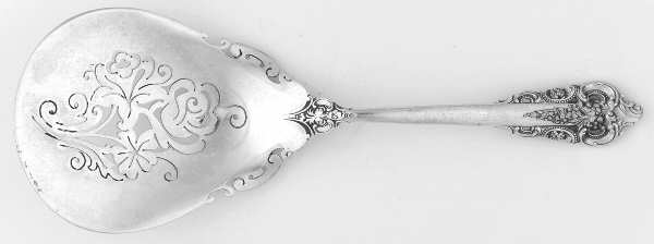 Golden Grande Barogue (Sterling, Gold Vermeil) Solid Bon Bon Spoon with Pierced Bowl