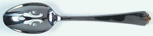 Golden Lotus (Stainless, Gold Accent Pierced Tablespoon (Serving Spoon)