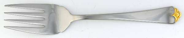 Golden Lotus (Stainless, Gold Accent Medium Solid Cold Meat Serving Fork