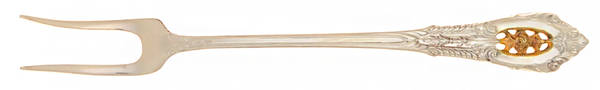 Golden Rose Point (Sterling, 1988, Gold Accent Rose) Short Handle Pickle/Olive Fork