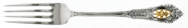 Golden Rose Point (Sterling, 1988, Gold Accent Rose) Fork