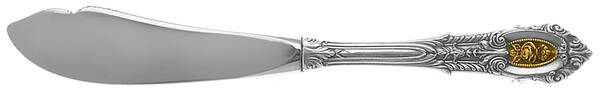 Golden Rose Point (Sterling, 1988, Gold Accent Rose) Hollow Handle Master Butter Knife