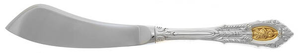 Golden Rose Point (Sterling, 1988, Gold Accent Rose) Hollow Handle Master Butter Knife