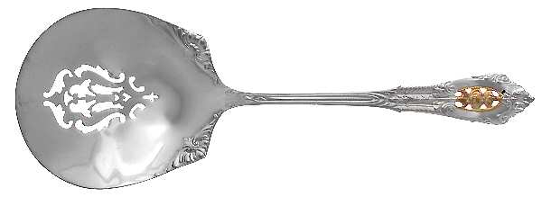 Golden Rose Point (Sterling, 1988, Gold Accent Rose) Tomato Server, Solid Piece