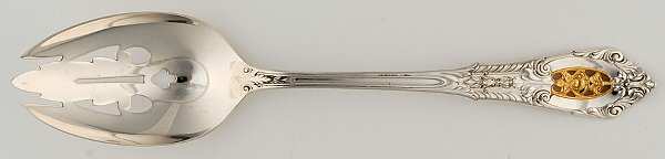 Golden Rose Point (Sterling, 1988, Gold Accent Rose) Pierced Tablespoon (Serving Spoon)