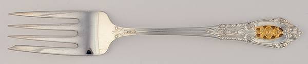 Golden Rose Point (Sterling, 1988, Gold Accent Rose) Individual Salad Fork