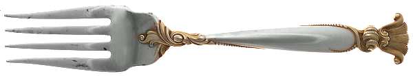 Golden Romance of The Sea (Sterling, Gold Accent) Medium Solid Cold Meat Serving Fork by Wallace Silver