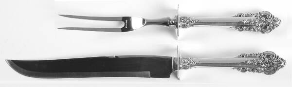 Grande Baroque (Sterling, 1941) Large 2-Piece Roast Carving Set w/ Stainless Blade