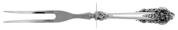 Grande Baroque (Sterling, 1941) Large Stainless-Prong Roast Carving Fork
