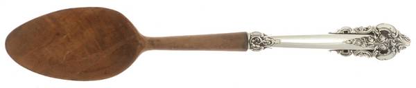 Grande Baroque (Sterling, 1941) Salad Serving Spoon Wooden Bowl