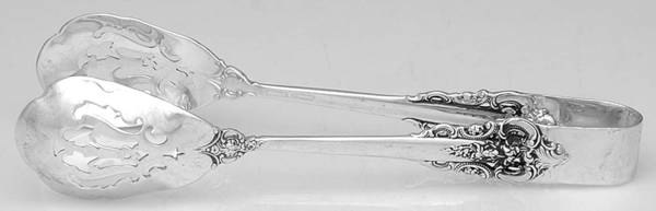 Grande Baroque (Sterling, 1941) Large Ice Serving Tongs with Bowl Tips