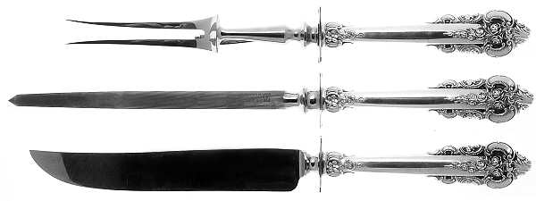 Grande Baroque (Sterling, 1941) Large 3-Piece Roast Carving Set w/ Stainless Blade