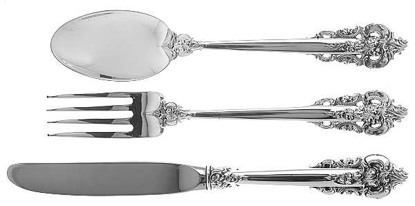 Grande Baroque (Sterling, 1941) 3-Piece Youth Set (Knife, Fork & 5 O'Clock Spoon)