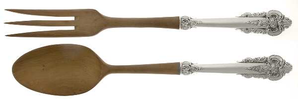 Grande Baroque (Sterling, 1941) Wooden Bowl 2-Piece Salad Set