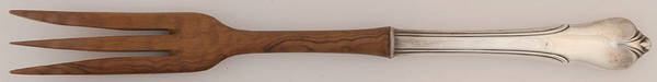 Grand Colonial (Sterling, 1942, No Monos) Salad Serving Fork Wooden Prongs