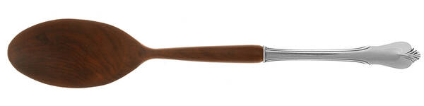 Grand Colonial (Sterling, 1942, No Monos) Salad Serving Spoon with Wooden Bowl HC