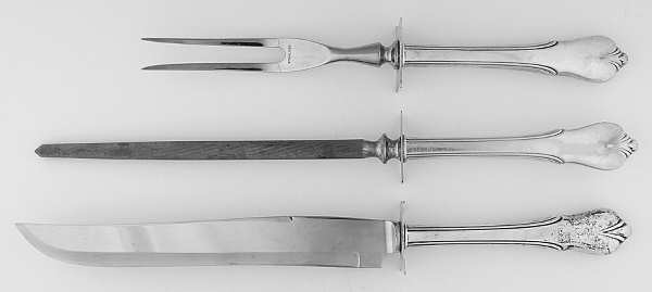 Grand Colonial (Sterling, 1942, No Monos) (3 Pc)Carving Set-Lg Stnbl/Roast w/Sterling Guard