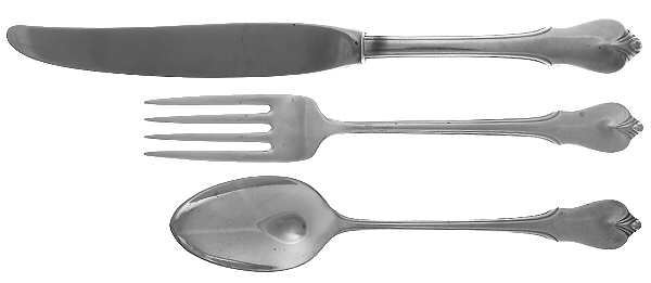Grand Colonial (Sterling, 1942, No Monos) 3-Piece Youth Set (Knife, Fork & 5 O'Clock Spoon)