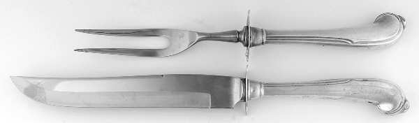 Grand Colonial (Sterling, 1942, No Monos) 2pc Carving-Sm W/Stnl Prongs & Pistol Hdl