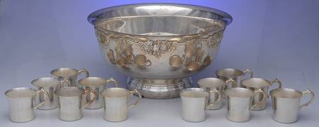Harvest (Silverplate, Hollowware) Punch Set (Bowl and 12 Cups)