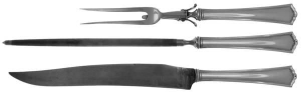Hudson (Silverplate, 1917) Large 3-Piece Roast Carving Set w/ Stainless Blade