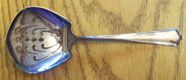 Hudson (Silverplate, 1917) Solid Bon Bon Spoon with Pierced Bowl