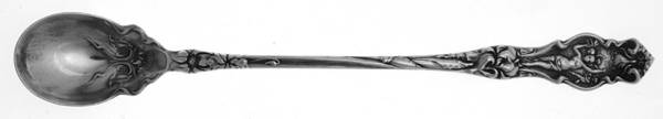 Irian (Sterling, 1902, No Monograms) Solid Bowl Long Handle Olive Spoon