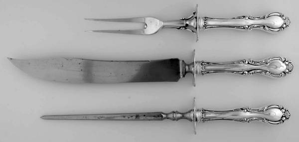 Joan (Silverplate, 1896) Large 3-Piece Roast Carving Set w/ Stainless Blade