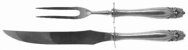 King Christian (Sterling, 1940, No Monograms) Small Steak 2-Piece Carving Set w/Stainless Blade