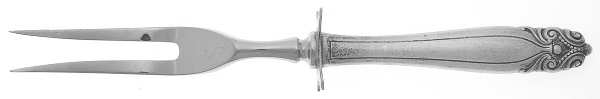 King Christian (Sterling, 1940, No Monograms) Small Steak Carving Fork with Stainless Prongs