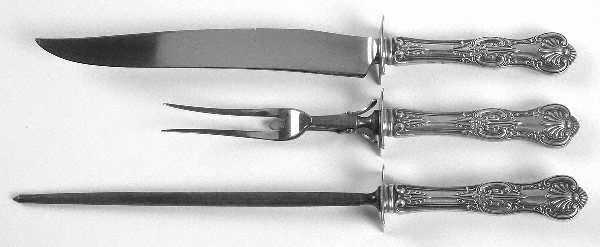 Kings (Sterling, 1903) Large 3-Piece Roast Carving Set w/ Stainless Blade