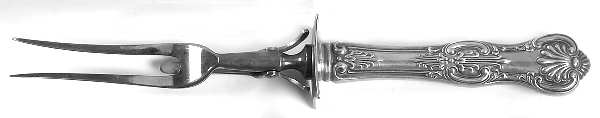 Kings (Sterling, 1903) Large Stainless-Prong Roast Carving Fork