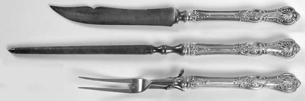 Kings (Sterling, 1903) Large 3-Piece Roast Carving Set w/ Stainless Blade