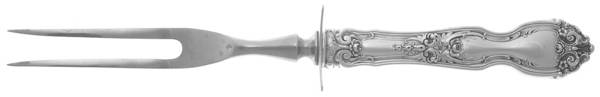 La Reine (Sterling, 1921, No Monograms) Large Stainless-Prong Roast Carving Fork
