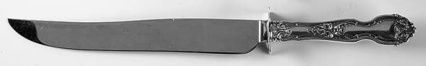 La Reine (Sterling, 1921, No Monograms) Large Stainless Blade Roast Carving Knife