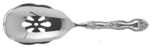 La Reine (Sterling, 1921, No Monograms) Pierced Serving Spoon with Stainless Bowl