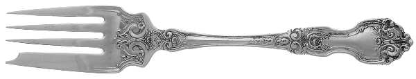 La Reine (Sterling, 1921, No Monograms) Medium Solid Cold Meat Serving Fork by Wallace Silver