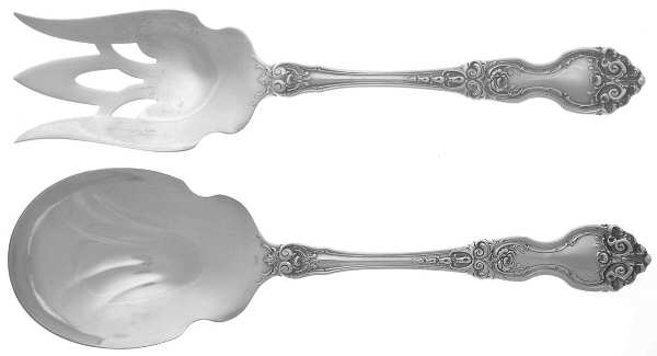 La Reine (Sterling, 1921, No Monograms) (2 Pc) Solid Salad Set