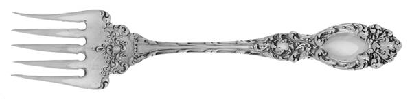 Lucerne (Sterling, 1896, No Monograms) Large Solid Tined Sardine Serving Fork