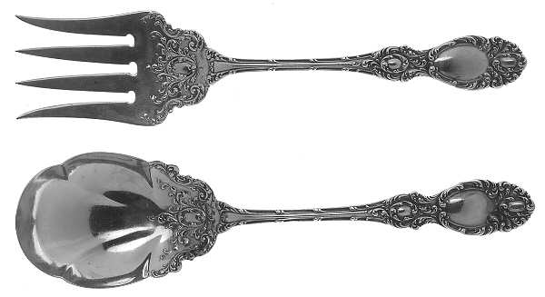 Lucerne (Sterling, 1896, No Monograms) (2 Pc) Solid Salad Set