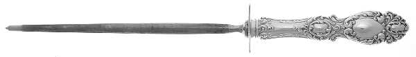Lucerne (Sterling, 1896, No Monograms) Large Knife Sharpener-Steel Rod w/Sterling Guard