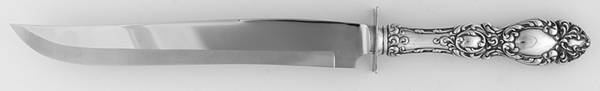 Lucerne (Sterling, 1896, No Monograms) Large Carving/Roast Knife StnlBl w/Sterling Guard