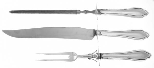 Marquette (Silverplate, 1911) Large 3-Piece Roast Carving Set w/ Stainless Blade