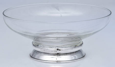 Sterling Hollowware Crystal Mayonnaise Bowl with Sterling Band