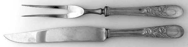 Nine Flowers (Silverplate, 1933) Small Stainless Blade 2-Piece Steak Carving Set