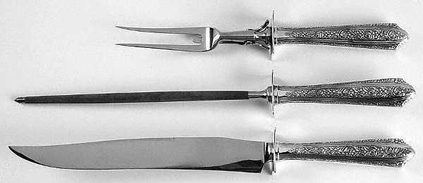 Normandie (Sterling, 1933) Large 3-Piece Roast Carving Set w/ Stainless Blade