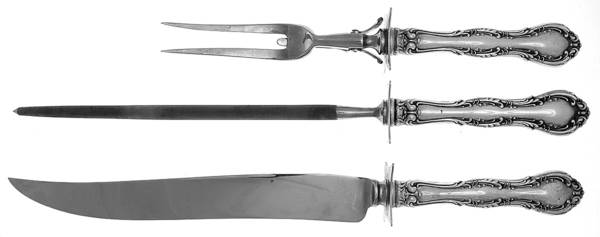 Irving (Sterling, 1900, R, W & S Stamp) (3 Pc)Carving Set-Lg Stnbl/Roast w/Sterling Guard by Wallace Silver
