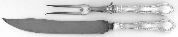 Irving (Sterling, 1900, R, W & S Stamp) Large 2-Piece Roast Carving Set w/Stainless Blade