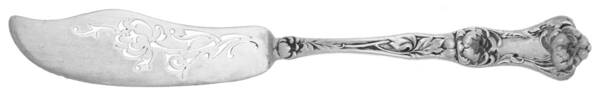 Peony (Sterling, 1906, No Monograms) Large Pierced Flat Handle Master Butter