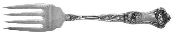 Peony (Sterling, 1906, No Monograms) Medium Solid Cold Meat Serving Fork